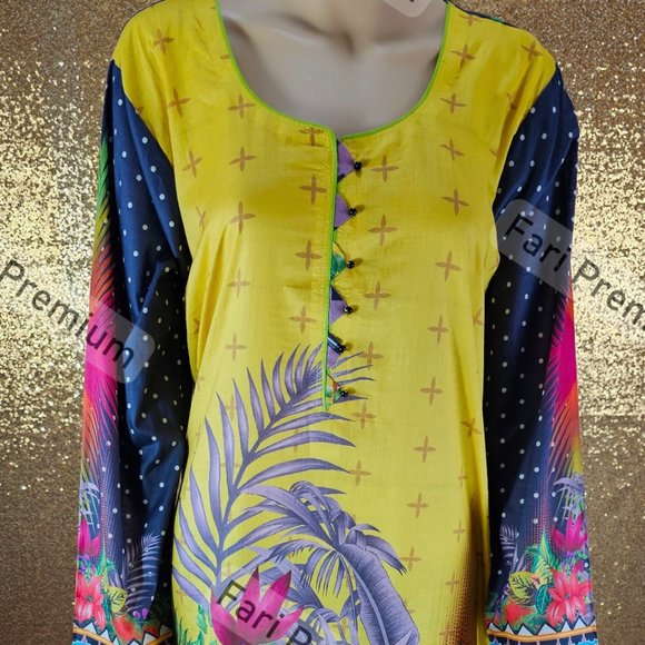 Asim Jofa 3PC Printed Lawn Cambric Cotton Shalwar Kameez Pakistani/Indian L, XL - Picture 5 of 12